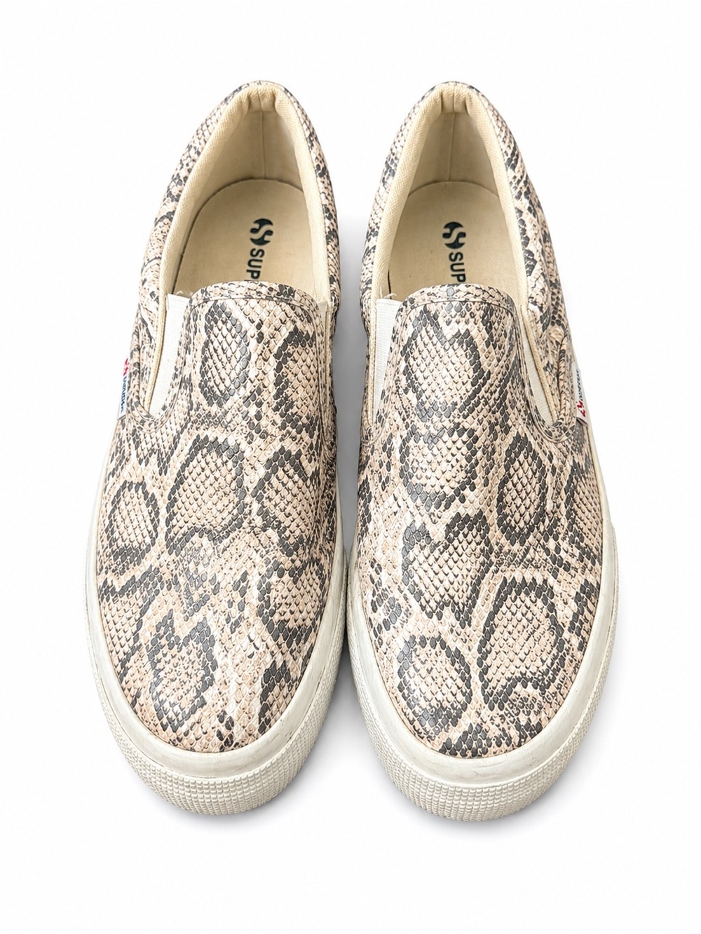 Superga Beige Snake-Print Slip-On Sneakers size 39